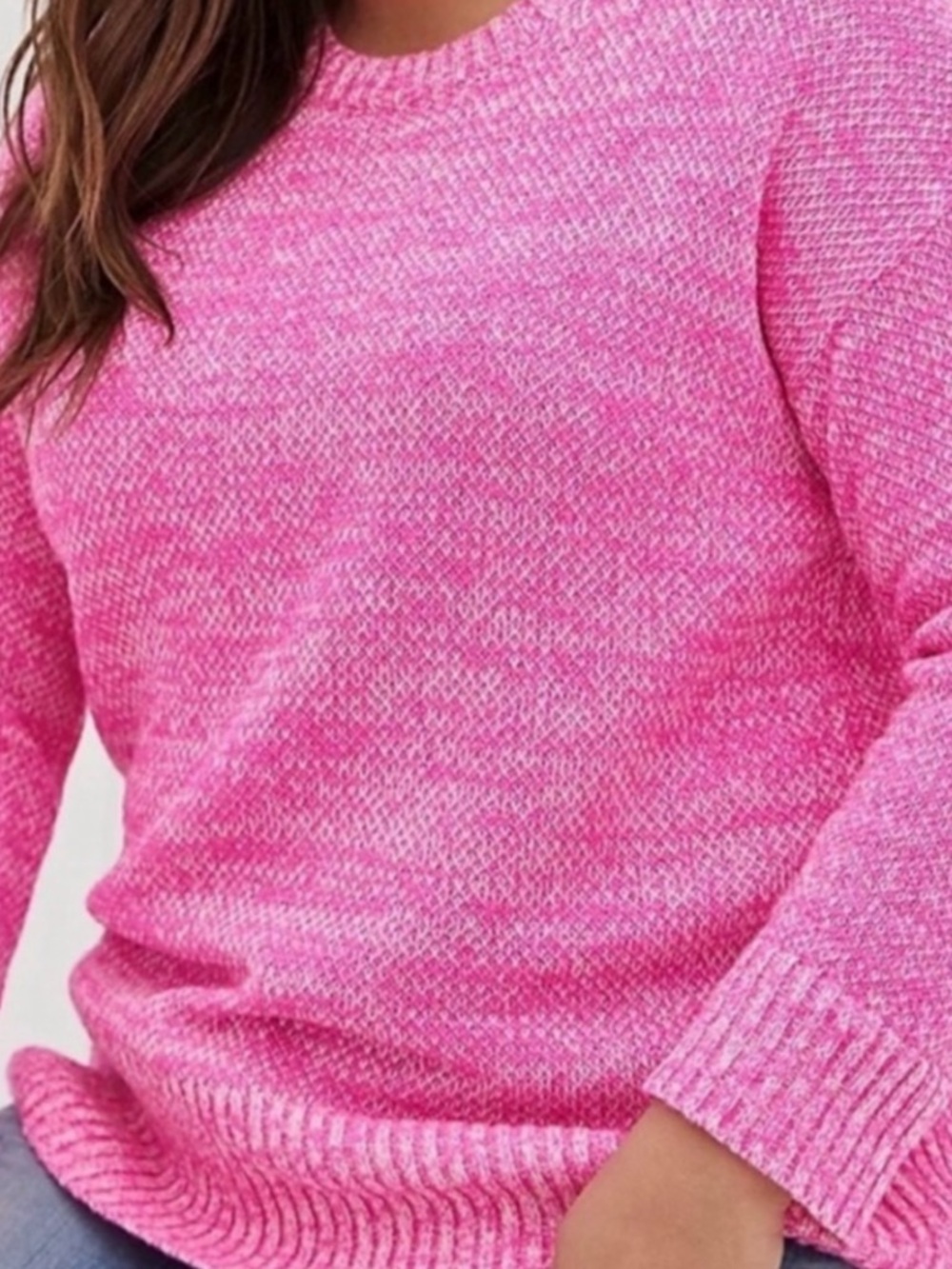 Torrid Hot Neon Pink Marled Scoop Crew Neck Sweater 1X 14/16 NWOT